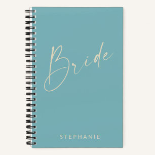Carnet Bride Chic Minimaliste Personnalisé Turquoise Bleu