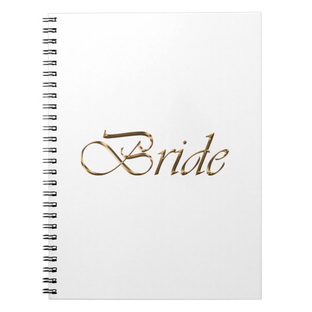 Carnet Bride, gold script elegant chic white wedding (Devant)