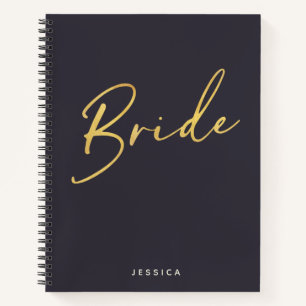 Carnet Bride minimaliste Gold Letting Marine personnalisé