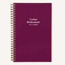 Bridesmaid Burgundy Typographic Notebook