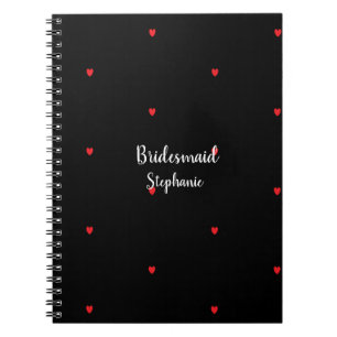 Carnet Bridesmaid Mariage Red Heart Motifs Cadeau Favoris
