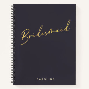 Carnet Bridesmaid Minimalist Gold Navy personnalisée
