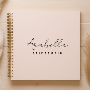 Carnet Bridesmaid Script minimaliste moderne rose pâle
