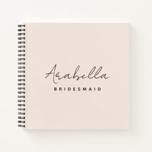 Carnet Bridesmaid   Script minimaliste moderne rose pâle