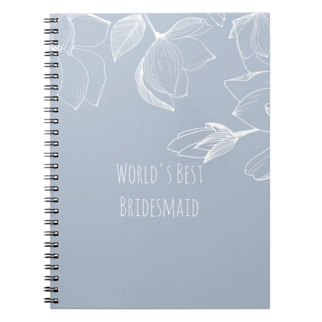 Carnet BRIDESMAIDS CADRES Dusty Blue White Magnolias (Devant)