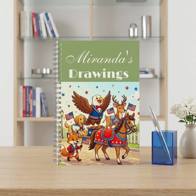 Carnet Brigade des petits patriotes USA dessins d'animaux (USA Little Patriots Brigade Baby Animals Drawings Notebook)