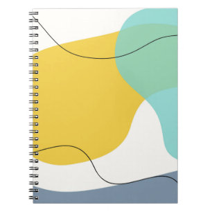 Carnet Bright Aqua Yellow Curve Art Abstrait