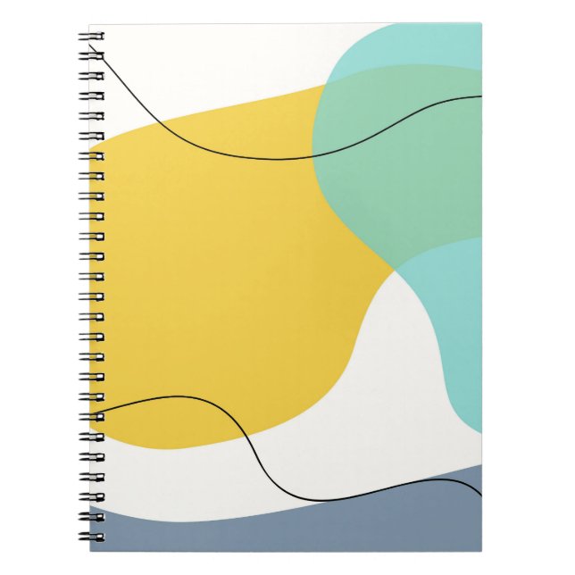 Carnet Bright Aqua Yellow Curve Art Abstrait (Devant)