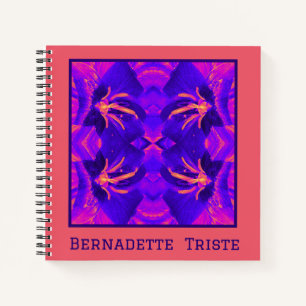 Carnet Bright Bold bleu rose géométrique Motif transparen