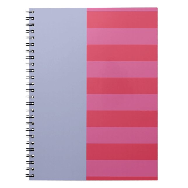 Carnet Bright Cheerful pink and ice blue striped design (Devant)