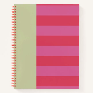 Carnet Bright Cheerful pink and sage green striped design