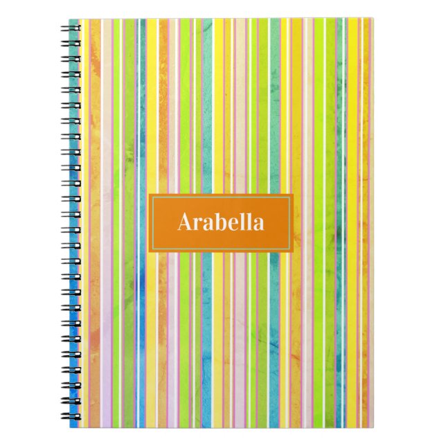 Carnet Bright Colour Grunge Stripes Monogramme (Devant)