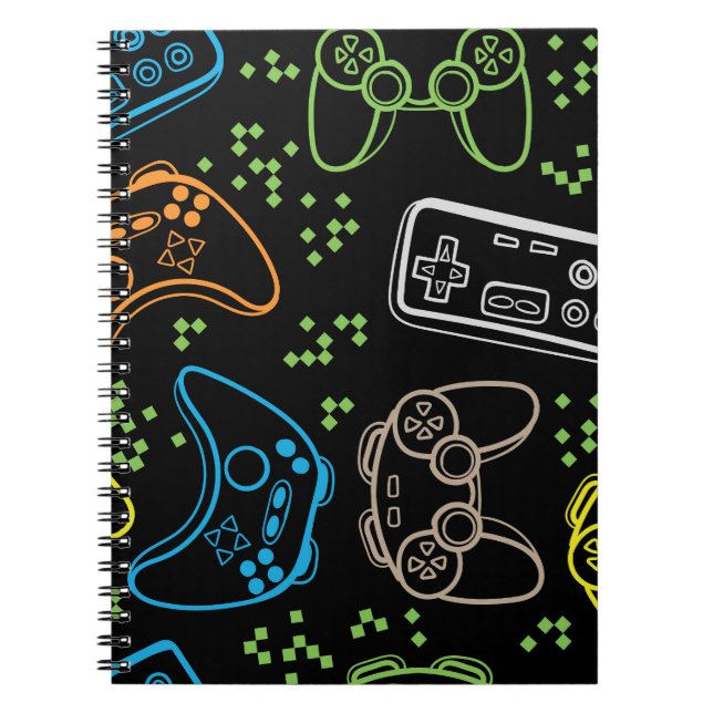 Carnet Bright gaming joysticks : motif cool. (Devant)