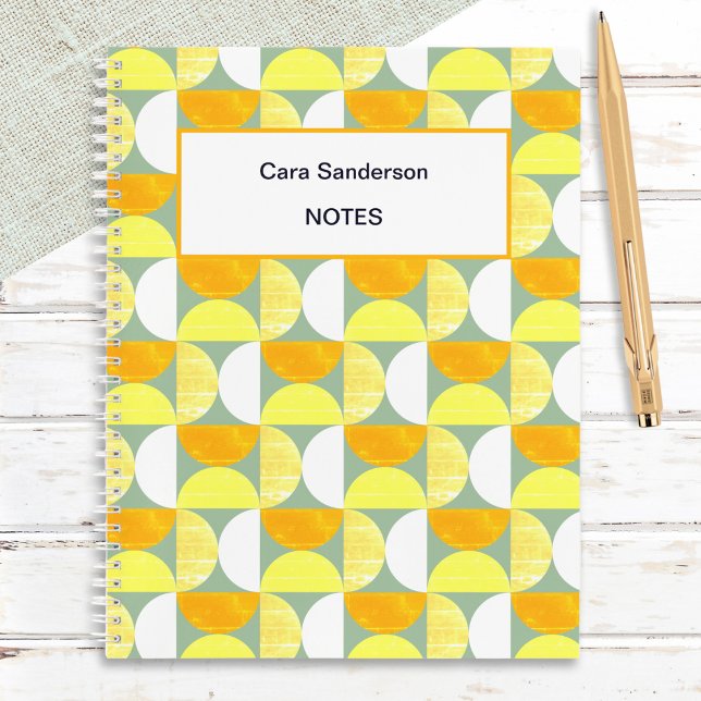 Carnet Bright Mid-Century Moderne Semiccles Abstraits (A bright and colorful notebook, with retro semicircles pattern in mid century modern style)