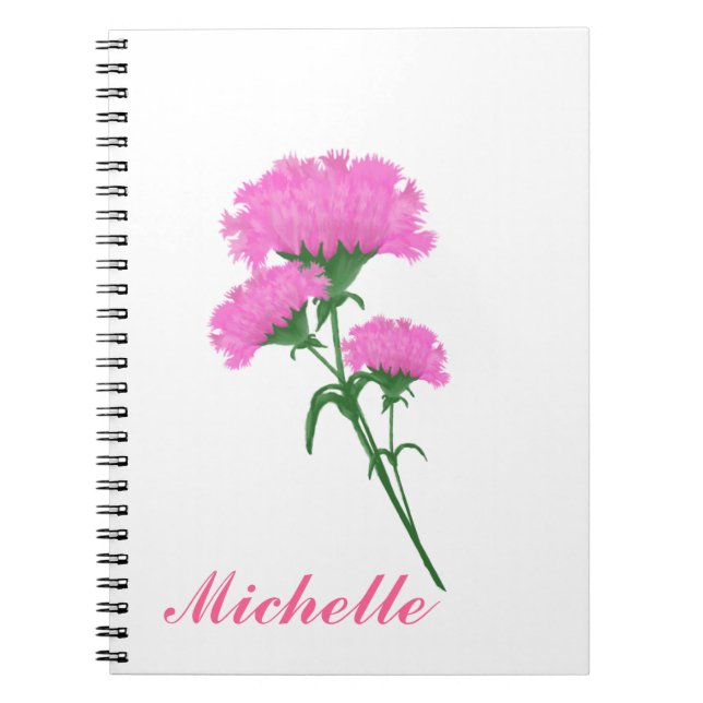 Carnet Bright Pink Summer Carnations (Devant)