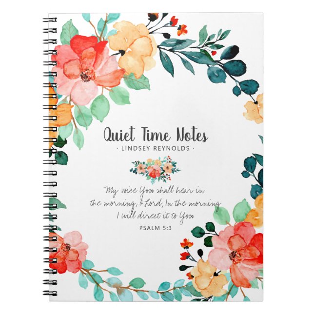 Carnet Bright Summer Floral Monogram Quiet Time (Devant)
