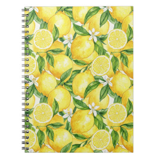 Carnet Bright Watercolor Lemon Pattern