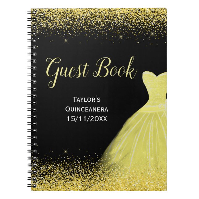 Carnet Bright Yellow Dress Faux Glitter Quinceanera (Devant)
