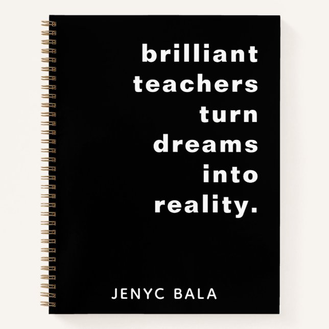 Carnet Brilliant Teacher Retro Black & White Design (Devant)