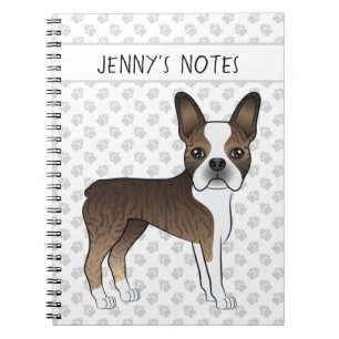Carnet Brindle Boston Terrier Cute Cartoon Chien & Texte