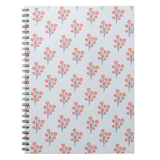 Carnet Brins de Fleur de Corail sur Motif Bleu Brumeux
