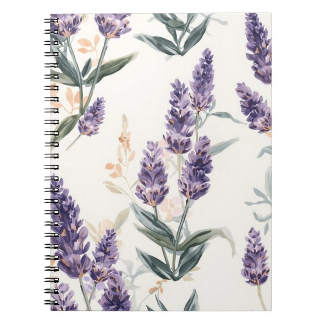 Carnet Brins de Lavande Aquarelle Botanique Fleur Pourpre (Devant)