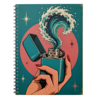 Carnet Briquet d'art pop surréaliste rétro avec vague océ