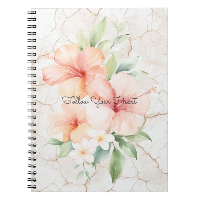 Carnet Brise d'été Rouge pêche Hibiscus   (Devant)