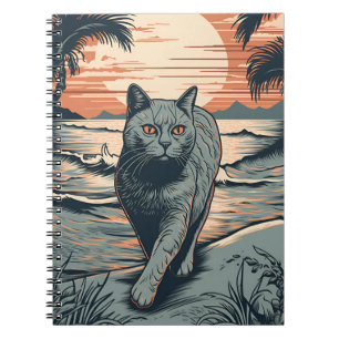 Carnet British Shorthair cat sur une plage tropicale