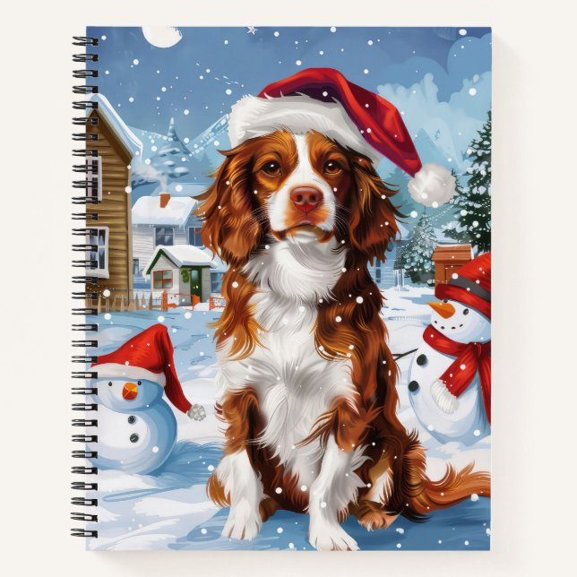 Carnet Brittany Spaniel Dog Winter Wonderland Noël (Devant)