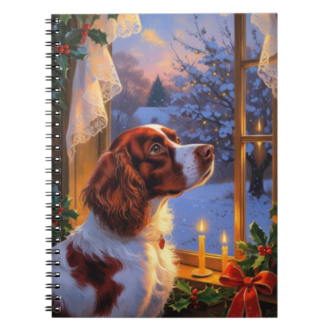 Carnet Brittany Spaniel with Christmas Lights Holiday  (Devant)