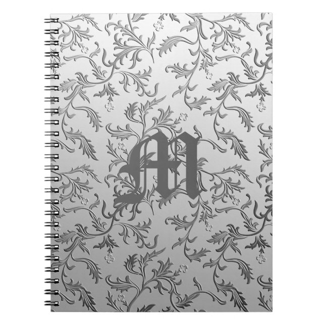 Carnet Brocade argentée élégante (Devant)
