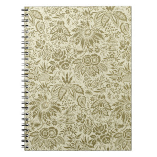 Carnet Brocade Botanique Toile Florale Motif Vert Sauge