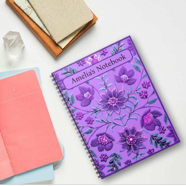 Carnet Brocade florale de lavande élégante (Créateur téléchargé)