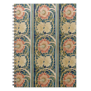 Carnet Broderie de soie florale rose antique William Morr