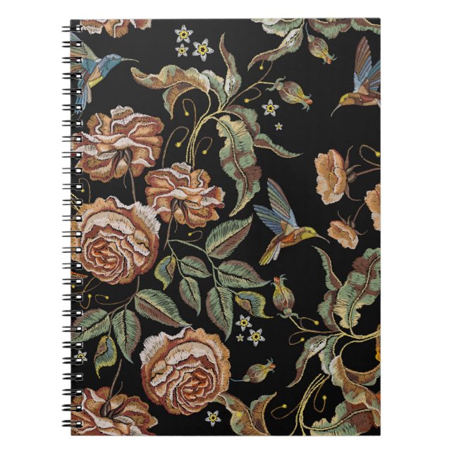 Carnet Broderie rose, Style Renaissance. (Devant)