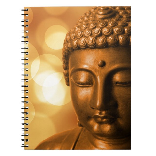 Carnet Bronze Buddha Statue with Golden Bokeh Background (Devant)
