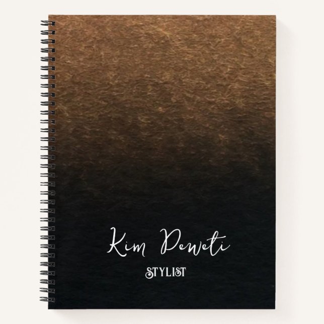 Carnet Bronze et ombre noir nom personnalisé (Devant)