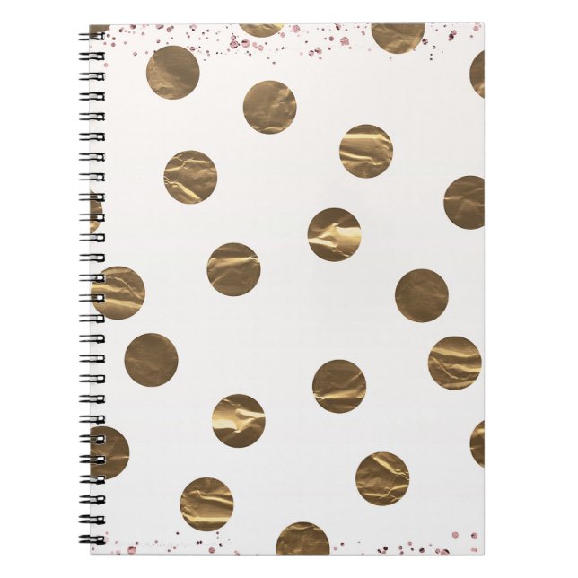 Carnet Bronze Faux Brillant Points Modernes Chic Tendance (Devant)