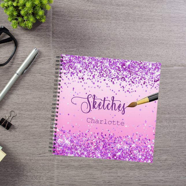 Carnet Brosse à peinture rose violet Sketchbook (Créateur téléchargé)