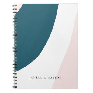 Carnet Brosse rose, Turquoise et blanche moderne Pastel