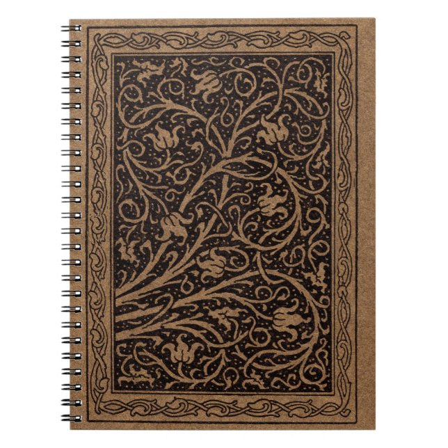 Carnet Brown and Black Vintage Floral Swirls (Devant)
