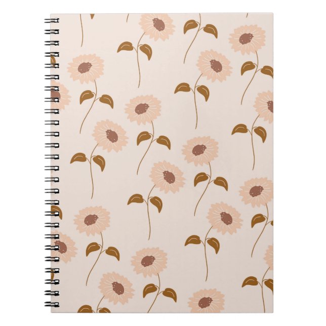 Carnet Brown Beige Retro Y2K Hippie Motif de tournesol (Devant)
