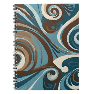 Carnet Brown, Blue, and Cream Abstract
