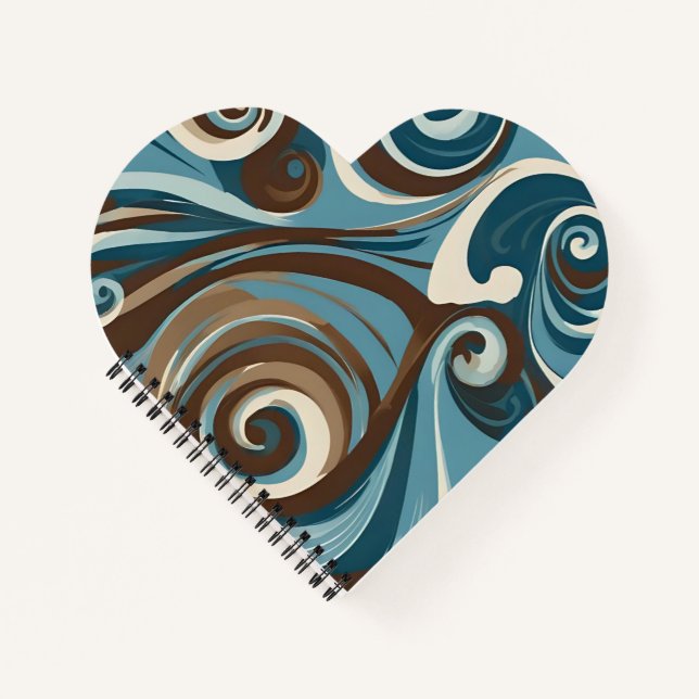 Carnet Brown, Blue, and Cream Abstract (Devant)