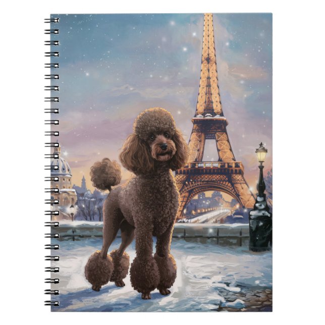 Carnet Brown hiver caniche à Paris Peinture Art Spiral (Devant)