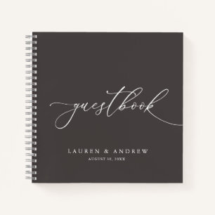 Carnet Brown minimaliste Mariage de livre d'or fon
