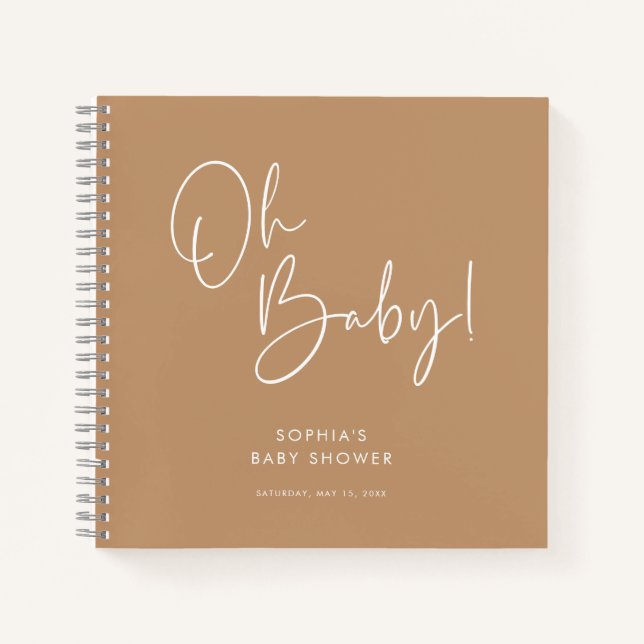 Carnet Brown Moderne Boho Genre Neutre Baby shower Invité (Devant)