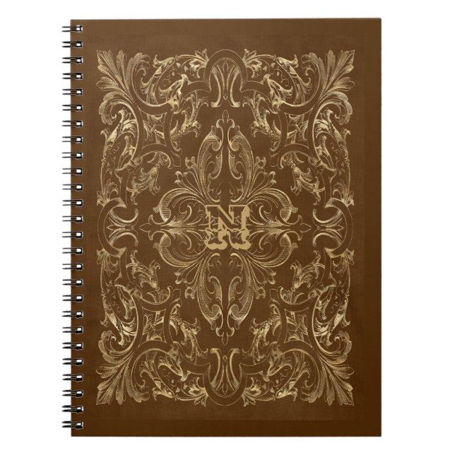 Carnet Brown Orné et cadre Or (Devant)
