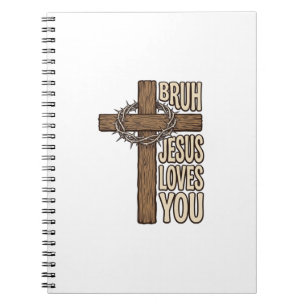 Carnet Bruh Jésus T'aime Croix Vintage Chrétien Vecto